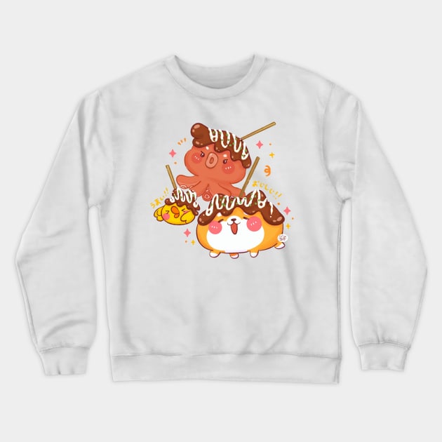 Yummy Cute Takoyaki Crewneck Sweatshirt by Nas.ArtSpace